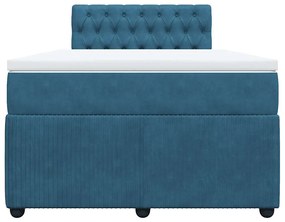 Cama boxspring com colchão 120x200 cm veludo azul