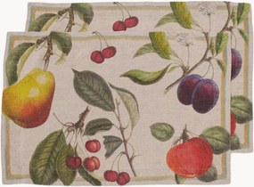 Individuais de mesa em linho Orchard Fruits, conjunto de 2