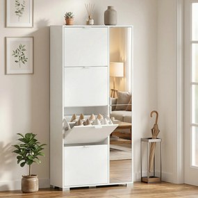Sapateira, 82 x 30 x 168 cm, 4 Gavetas Basculantes, Branco