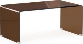 HOMCOM Mesa de Centro em Vidro, Mesa de Sala Retangular Design Moderno com Bordas Arredondadas Seguras, Castanho Transparente | Aosom Portugal