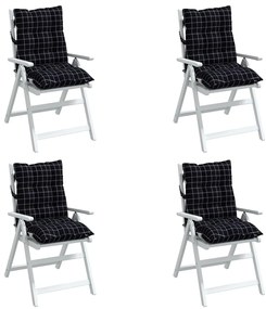 Almofadões cadeira encosto baixo 4 pcs oxford xadrez preto