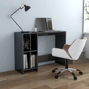 808349 vidaXL Secretária 102,5x35x75 cm contraplacado cinzento brilhante