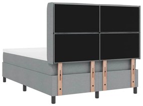 Cama com Estrado e Colchão Cinza Claro 140x200 cm em Tecido