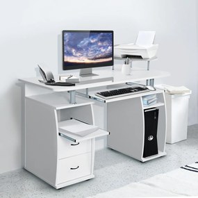 Mesa Computador Madeira Secretária para Escritório 120 x 55 x 85 cm Branco