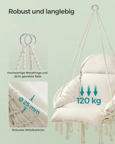 Cadeira suspensa jardim com uma almofada grossa Bege