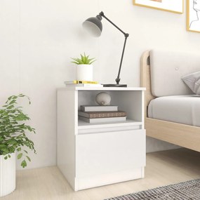 806157 vidaXL Mesa de cabeceira 40x40x50 cm contraplacado branco