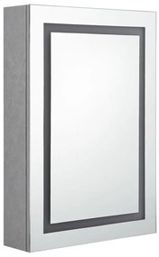 Armário espelhado casa de banho LED 50x13x70cm cinzento cimento