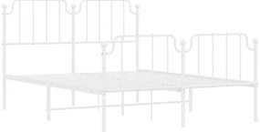 Estrutura de cama com cabeceira e pés 135x190 cm metal branco