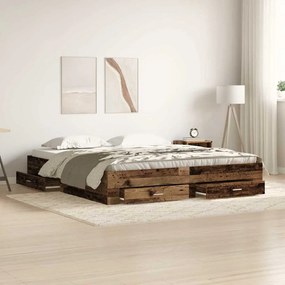 Cama com Gavetas vidaXL Madeira Velha 180x200 cm Madeira de Engenharia