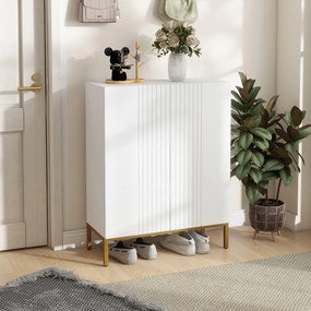 Sapateira com capacidade para 20 pares 72 x 31,5 x 95 cm, armário moderno com portas de fecho suave e prateleiras ajustáveis, branco