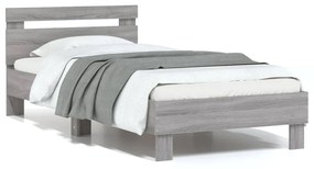 838538 vidaXL Estrutura de cama c/ cabeceira derivados madeira cinza sonoma