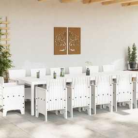 Conjunto de Jantar de Jardim 15 pcs Branco Largo