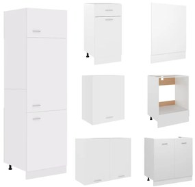 7 pcs conjunto armários de cozinha contraplacado branco