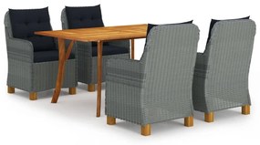 vidaXL 5 pcs conjunto de jantar para jardim cinzento-claro