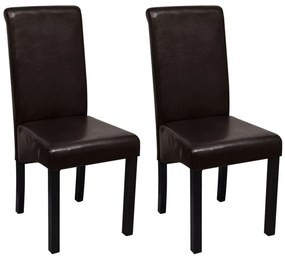 vidaXL Cadeiras de jantar 2 pcs couro artificial castanho
