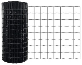 Cerca Euro com 13 Postes com Flange 0.4x50 m Aço Galvanizado