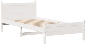 Cama sem colchão 90x200 cm madeira de pinho maciça branco