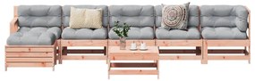 7 pcs conjunto lounge de jardim madeira de douglas maciça