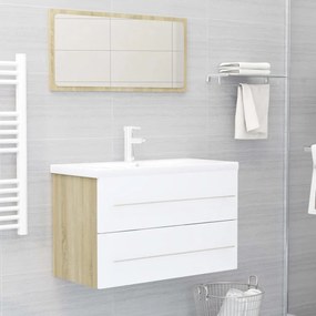 vidaXL 2 pcs conj. móveis casa de banho contr. branco/carvalho sonoma