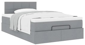 Cama otomana com colchão 120x200 cm tecido cinzento claro