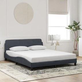 Estrutura de cama sem colchão 160x200 cm veludo cinzento-escuro