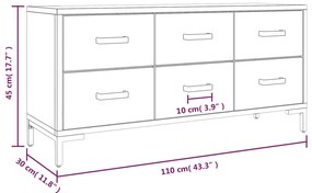 Armário de arrumação 110x30x45 cm pinho maciço preto