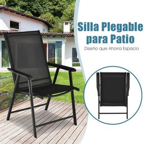 Conjunto de 2 cadeiras dobráveis e portáteis para jardim, campismo, praia, varanda, com apoios para os braços, 68 x 59 x 94 cm, preto