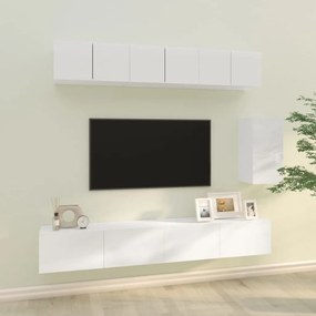 vidaXL 6 pcs conjunto móveis TV derivados de madeira branco brilhante