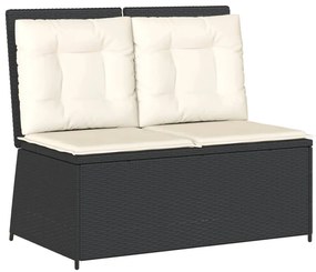 7 pcs conjunto lounge de jardim c/ almofadões vime PE preto