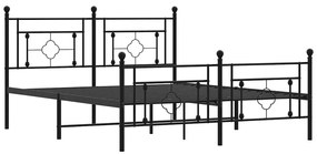 Estrutura de cama com cabeceira e pés 150x200 cm metal preto