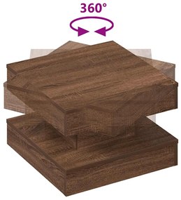 Mesa centro rotativa a 360 graus 50x50x34,5cm carvalho castanho