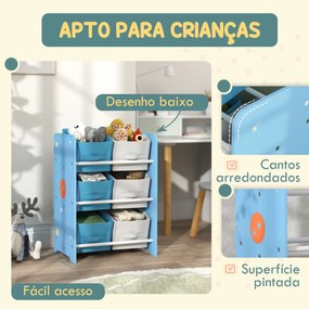 Estante para Brinquedos com 6 Caixas de Tecido não Tecido Amovíveis Organizador de Brinquedos para 43x30x60 cm Azul