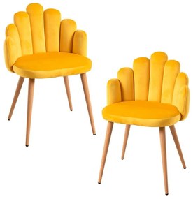 Pack 2 Cadeiras Hand Veludo - Amarelo