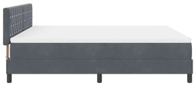 Cama Box Spring com Colchão &amp; LED Cinza Escuro 180x200 cm Veludo
