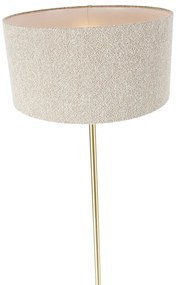 Candeeiro de pé em latão com abajur em bouclé bege 50 cm - Simplo Design,Moderno