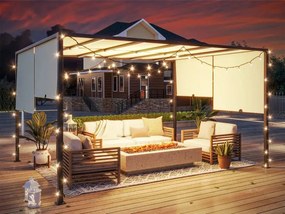 Pérgola de Jardim com Laterais Retráteis e Luzes LED - 4x3m