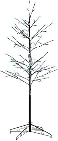 HOMCOM Árvore Sintética Altura 150cm com 120 Luzes LED IP44 Ajustável em 7 Modos Ramos Flexíveis e Base de Candeeiro Árvore Iluminada Decoração de Natal para Interiores 55x55x150cm Preto