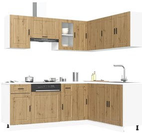 vidaXL 11 peças armário de cozinha conjunto Porto carvalho artisiano