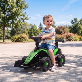 Andarilho para crianças F1, veículo para empurrar com volante musical, rodas silenciosas e porta-bagagens, 18-36 meses, verde