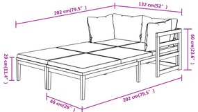 Espreguiçadeiras c/ almofadões cinza-escuro 2pcs madeira acácia