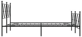 Estrutura de cama com cabeceira e pés 137x190 cm metal preto