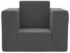 Sofá-cama infantil pelúcia macia antracite
