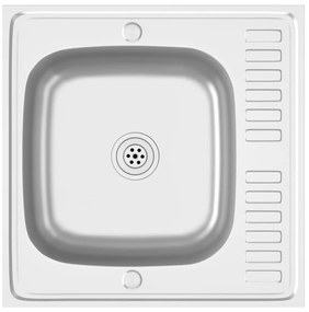 Lava-louça cozinha + escorredor 600x600x155mm aço inox prateado