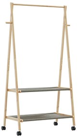 Cabide com prateleiras e rodas 96x45,5x155,5 cm bambu