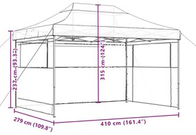 Tenda para festas pop-up dobrável c/ 3 paredes laterais laranja