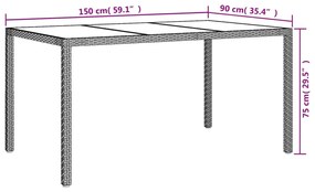 5 pcs conjunto de jantar p/ jardim c/ almofadões vime PE preto