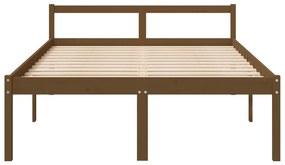 Estrutura de cama casal 135x190 cm pinho maciço castanho-mel