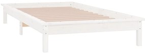 Estrutura de cama c/ luzes LEDs 100x200cm madeira maciça branco
