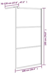 Divisória de chuveiro 100x195cm vidro ESG design pedras preto