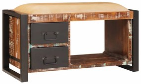 Banco de Armazenamento Multicolorido 80x35x40 cm Madeira Sólida Recupe